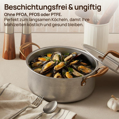 Edelstahl Topfset 8-teilig Induktion | Vintage Kochtopf & Pfannen Set