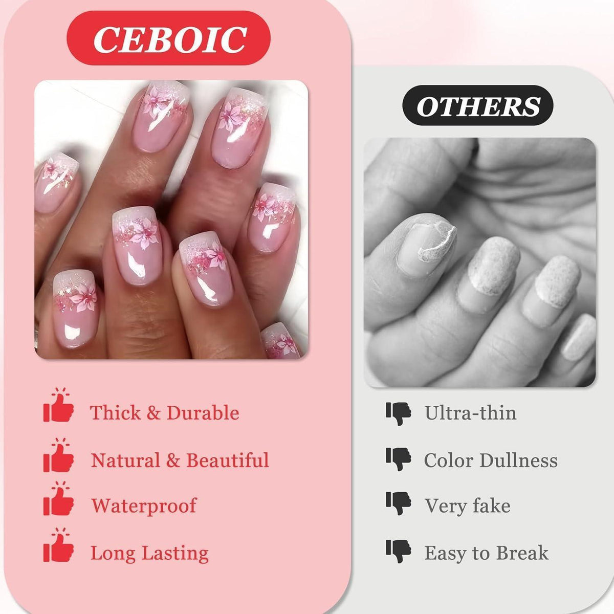 24 Press On Nails Nude Rosa Pfirsichblüte – Künstliche Nägel