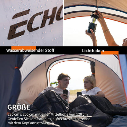 Wurfzelt 4-6 Personen wasserdicht mit 2 Fenstern und schneller Aufbau