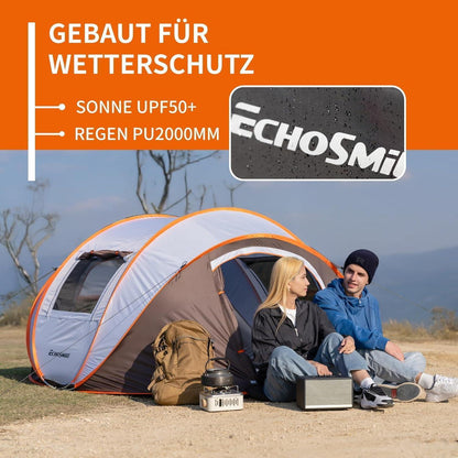 Wurfzelt 4-6 Personen wasserdicht mit 2 Fenstern und schneller Aufbau