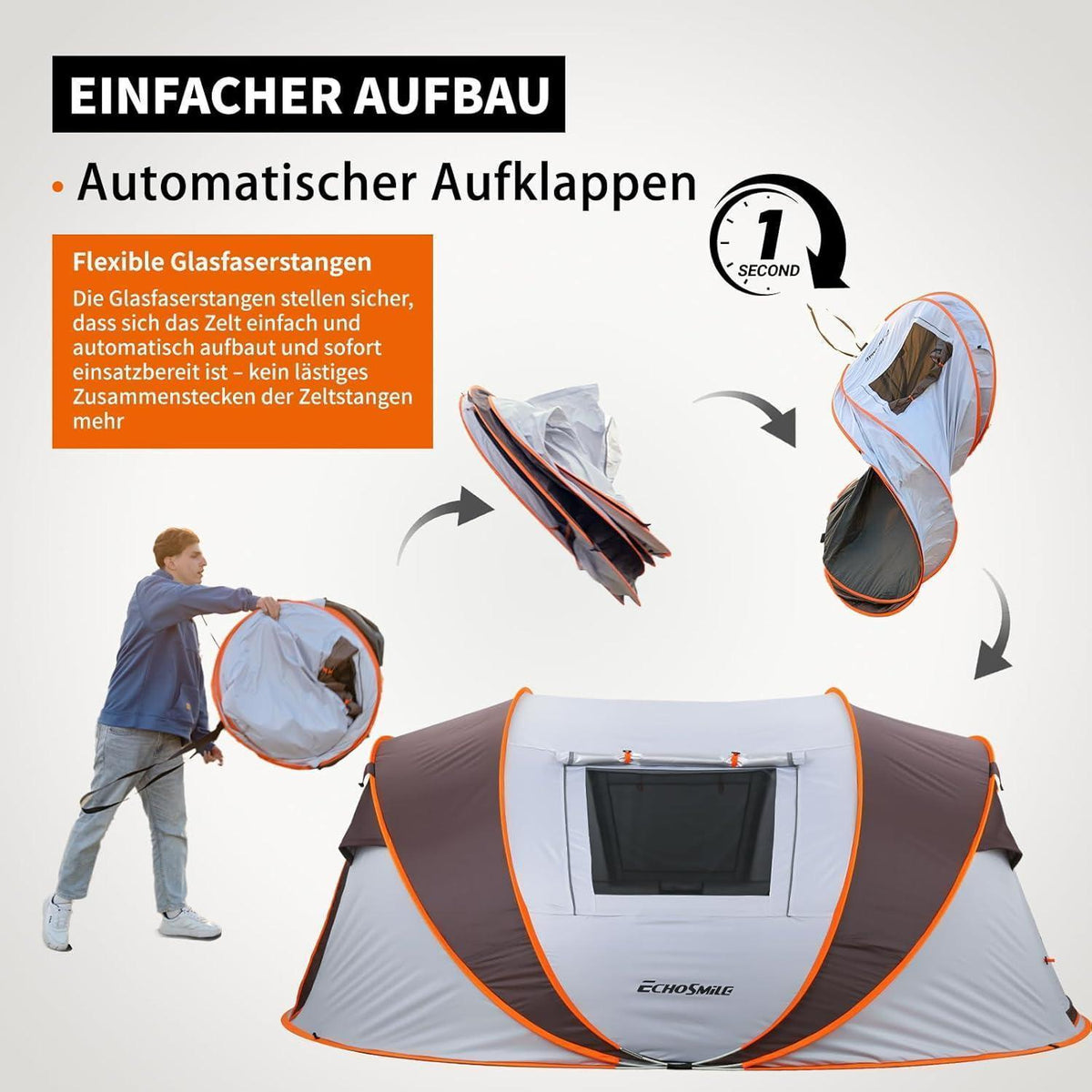 Wurfzelt für 5-8 Personen, wasserdicht, schnell aufgestellt