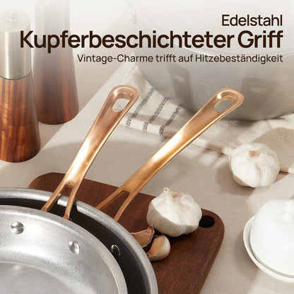 Edelstahl Pfannenset 3-teilig Retro 20/24/28 cm mit Deckel