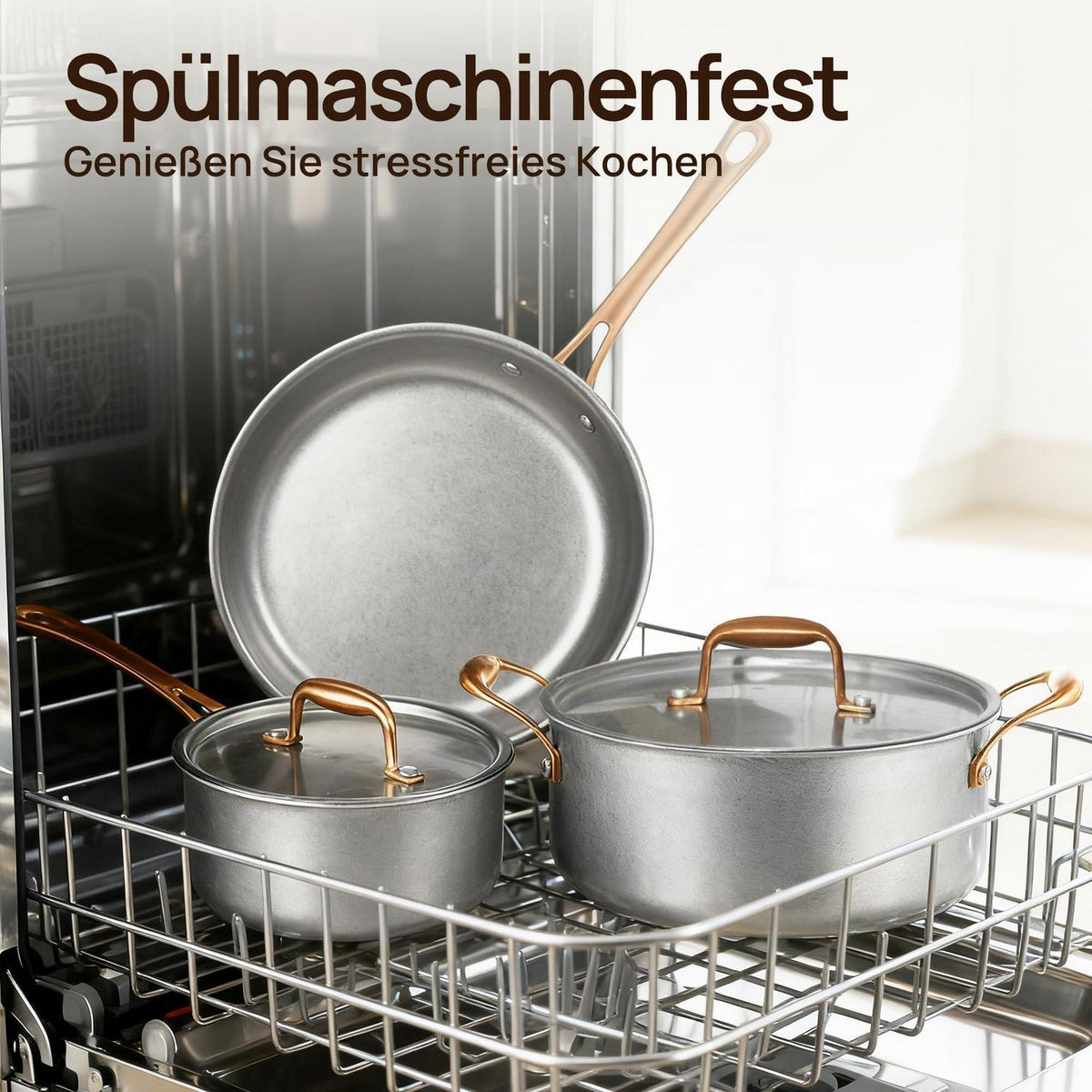Edelstahl Pfannenset 3-teilig Retro 20/24/28 cm mit Deckel