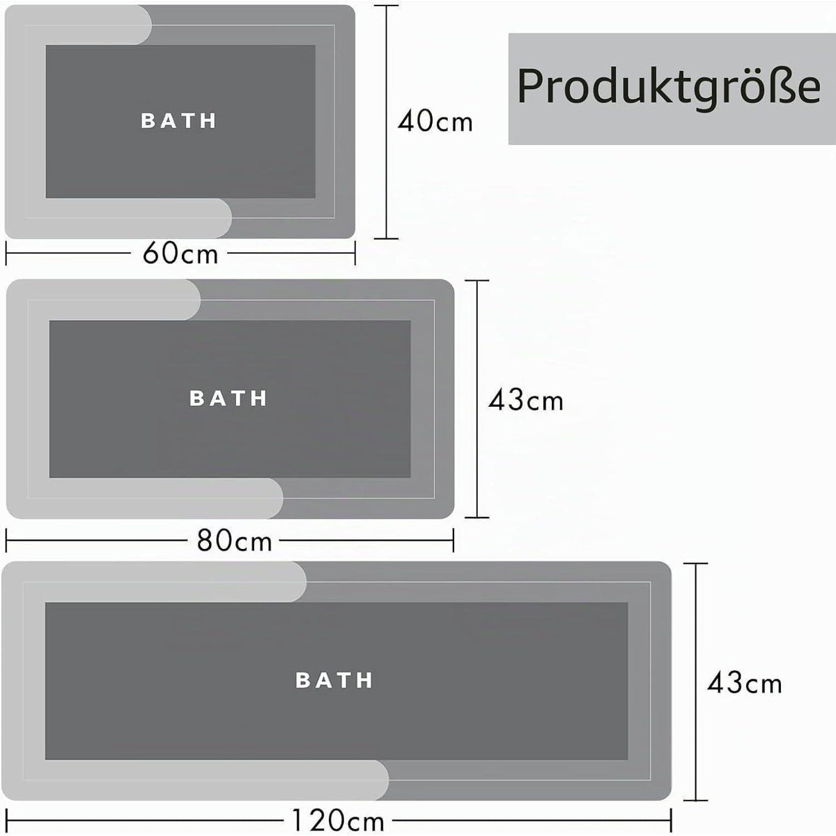 Saugstarke Badematte Grau 60x90 cm - Rutschfest & Schnelltrocknend