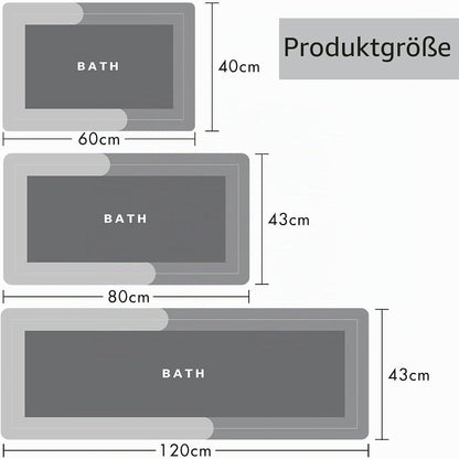 Saugstarke Badematte Grau 60x90 cm - Rutschfest & Schnelltrocknend
