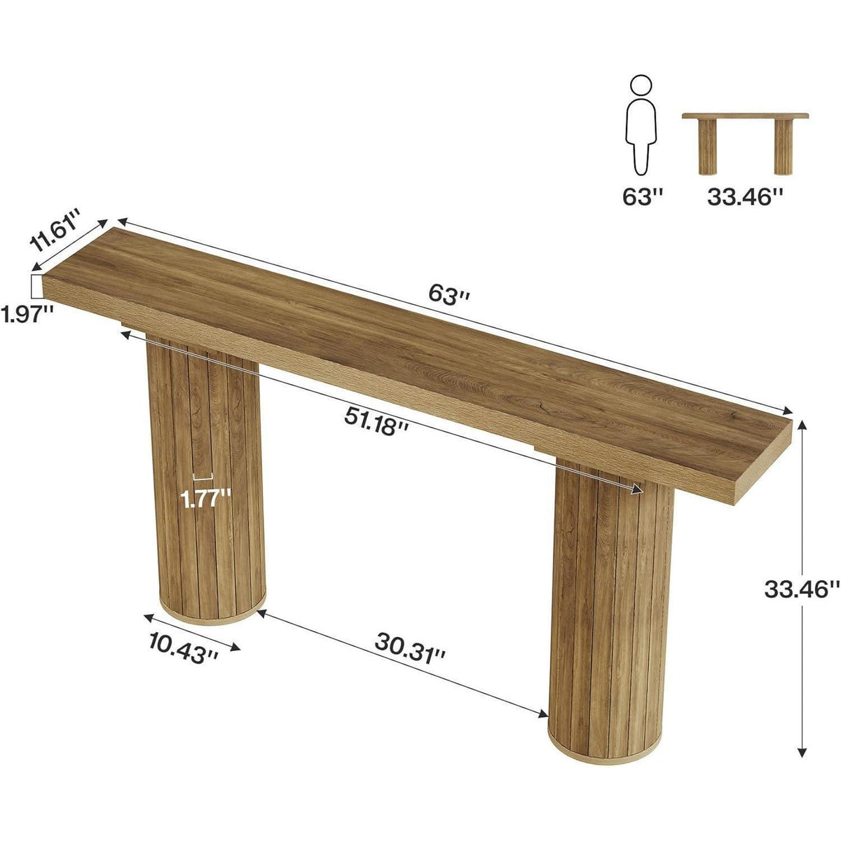 Extra Langer Konsolentisch 160 cm – Holz Farmhouse Stil