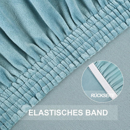 Samt Stuhlhussen 6er Set – Elastisch & Waschbar – Graublau