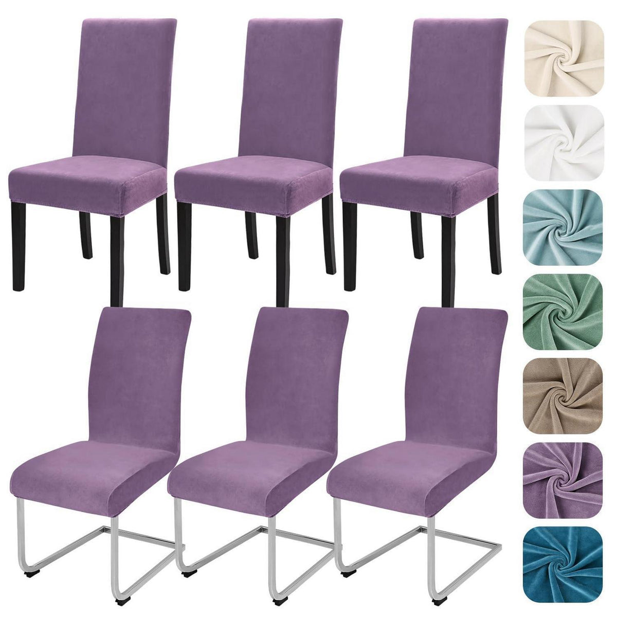 Stretch Samt Stuhlhussen 6er Set - Graulila