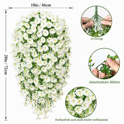 Künstliche Hängeblumen mit Eukalyptus – 4er Set Weiß