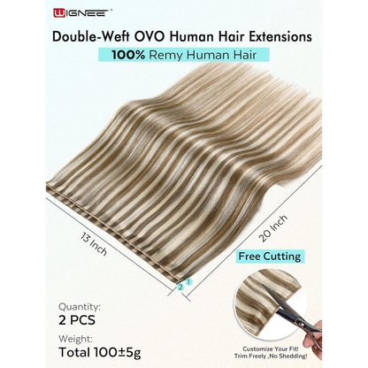 Remy Echthaar Extensions 51 cm Ombre Blond – 2er Pack mit Micro Beads