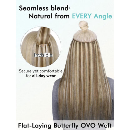 Remy Echthaar Extensions 51 cm Ombre Blond – 2er Pack mit Micro Beads