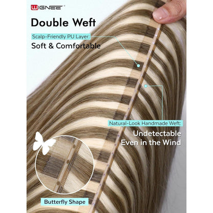 Remy Haarverlängerung 40cm Ombre Blond Double Weft