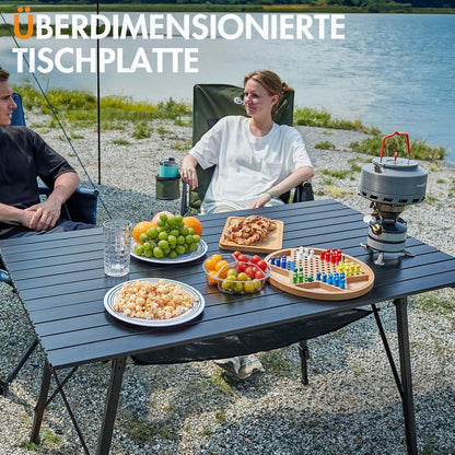Portal Campingtisch faltbar höhenverstellbar 120x70cm Aluminium Schwarz