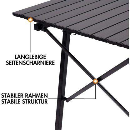 Portal Campingtisch faltbar höhenverstellbar 120x70cm Aluminium Schwarz