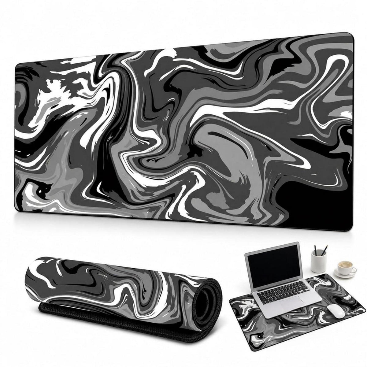 Gaming Mauspad Schwarz Weiß 700x300mm – Rutschfest & Präzise