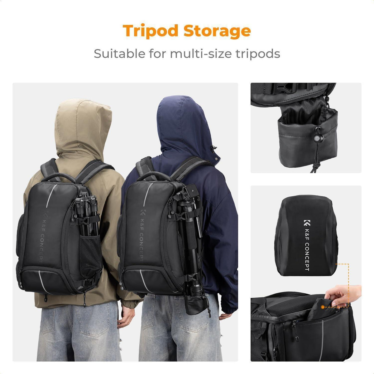 Kamerarucksack wasserdicht 25L mit Laptopfach und Stativhalterung