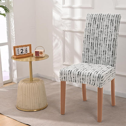 Stretch Stuhlhussen 4er Set Jacquard Weiß – Abnehmbar & Waschbar