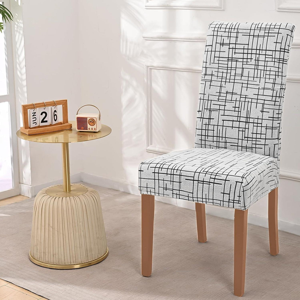 Stretch Stuhlhussen 6er Set Jacquard – Universal Bezug für Stühle