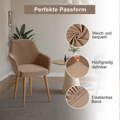 Stretch Stuhlhussen 6er Set – Sesselbezug Kamel