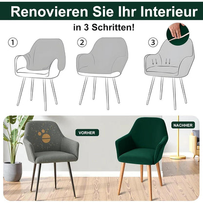 Stretch Stuhlhussen Set 4er – Grün, Abnehmbar & Waschbar