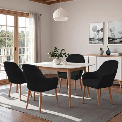 Stretch Stuhlhussen Set Schwarz – Abnehmbar & Waschbar