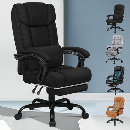 Ergonomischer Bürostuhl mit Hochlehner und Fußstütze, Schwarz