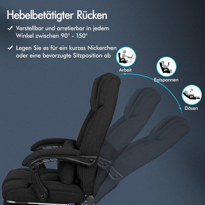 Ergonomischer Bürostuhl mit Hochlehner und Fußstütze, Schwarz