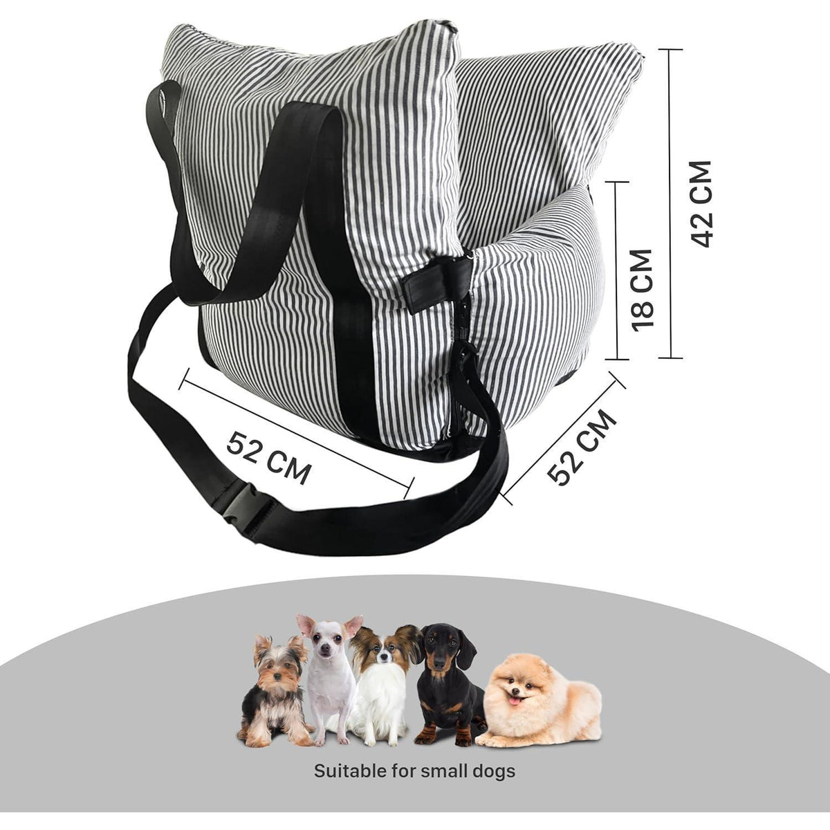 Sicherer Hunde-Autositz mit Gurt – Blau, Small (bis 6 kg)