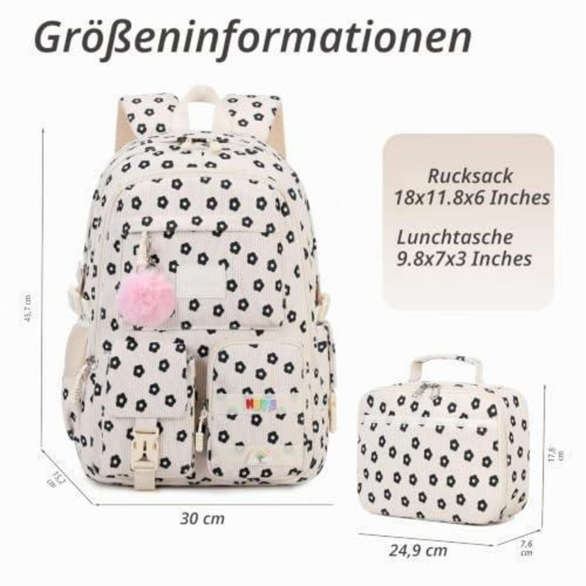 Schulrucksack Mädchen Teenager – Cordrucksack Z-Pflaumenblüte