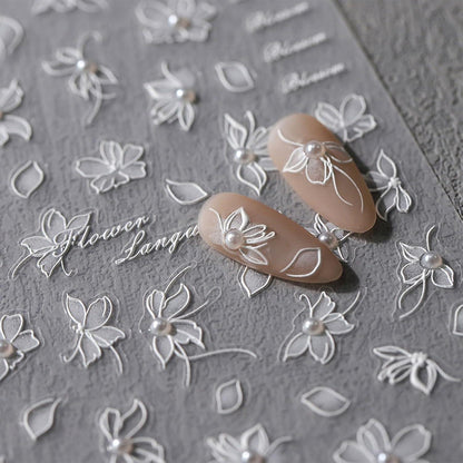 3D Nagelsticker Weiße Blumen Nail Art Aufkleber