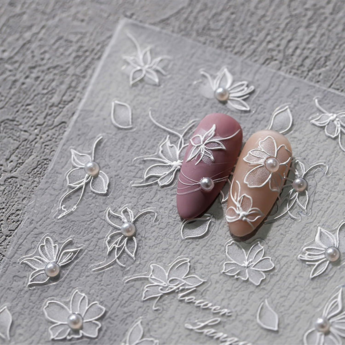 3D Nagelsticker Weiße Blumen Nail Art Aufkleber