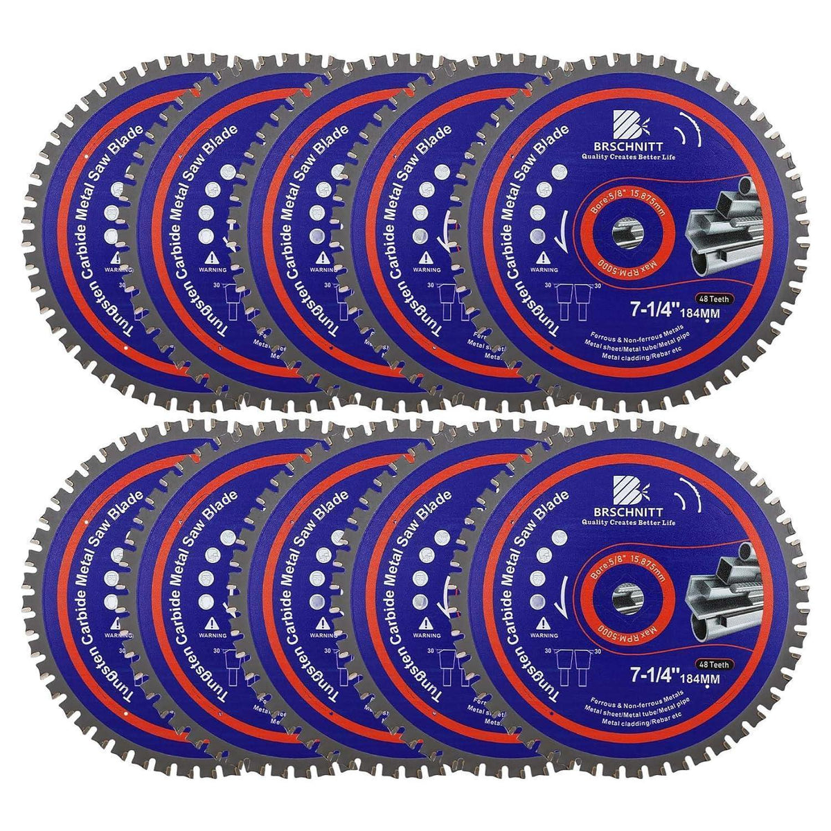 Kreissägeblatt Metall 184mm 48T TCT 10 Stück