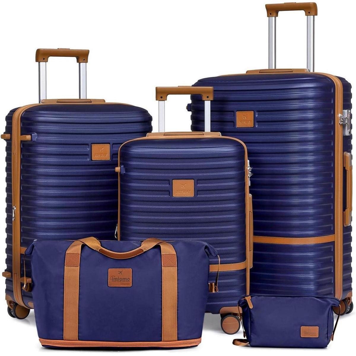 5-teiliges Reisekoffer-Set mit TSA-Schloss, erweiterbar, Marine Blau