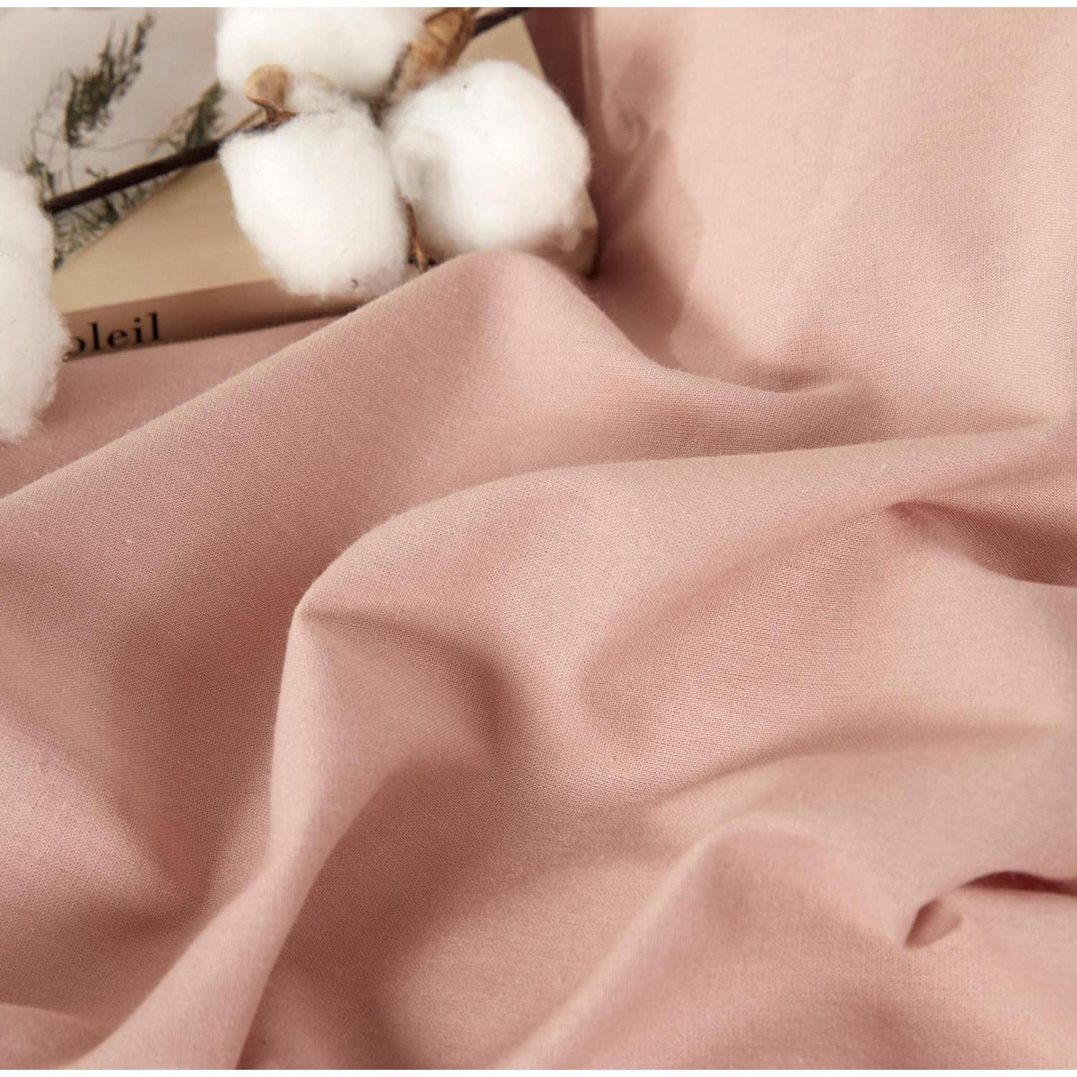 Gewaschene Baumwoll Bettwäsche Set 200x200 cm, Altrosa Rose