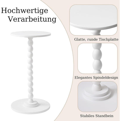 Moderner Beistelltisch rund | Nachttisch Holzfuß | Weiß