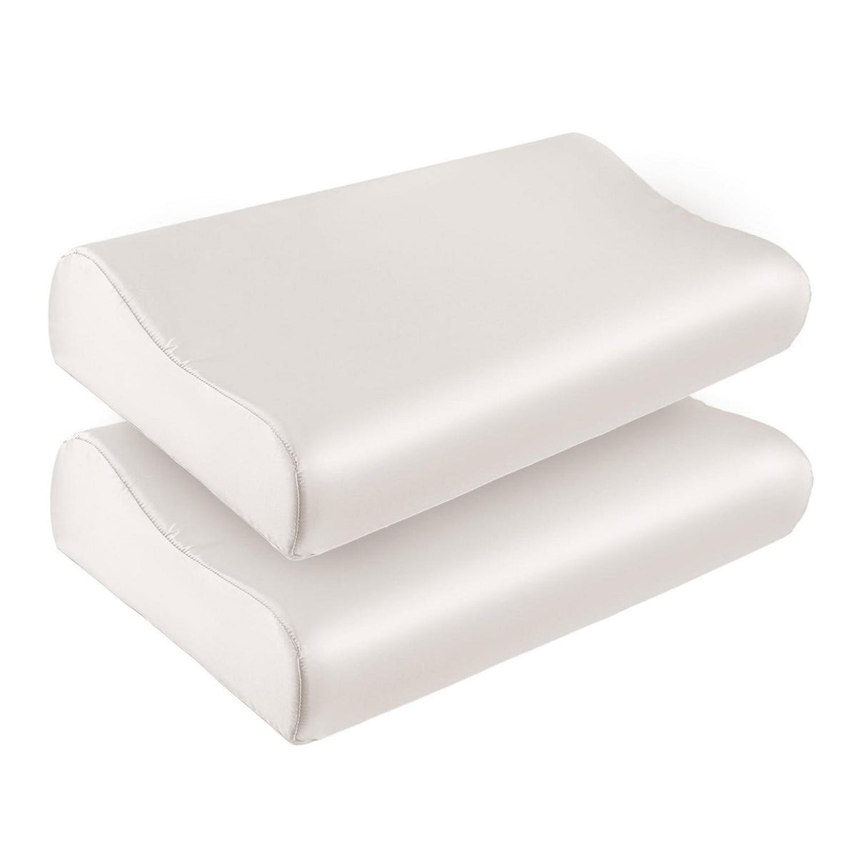 Seidenkissenbezug für Kontur-Memory-Foam-Kissen, 19 Momme, Weiß