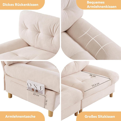 Wolkensofa 2-Sitzer – Bequemes Teddy-Samt Sofa mit Aufbewahrung