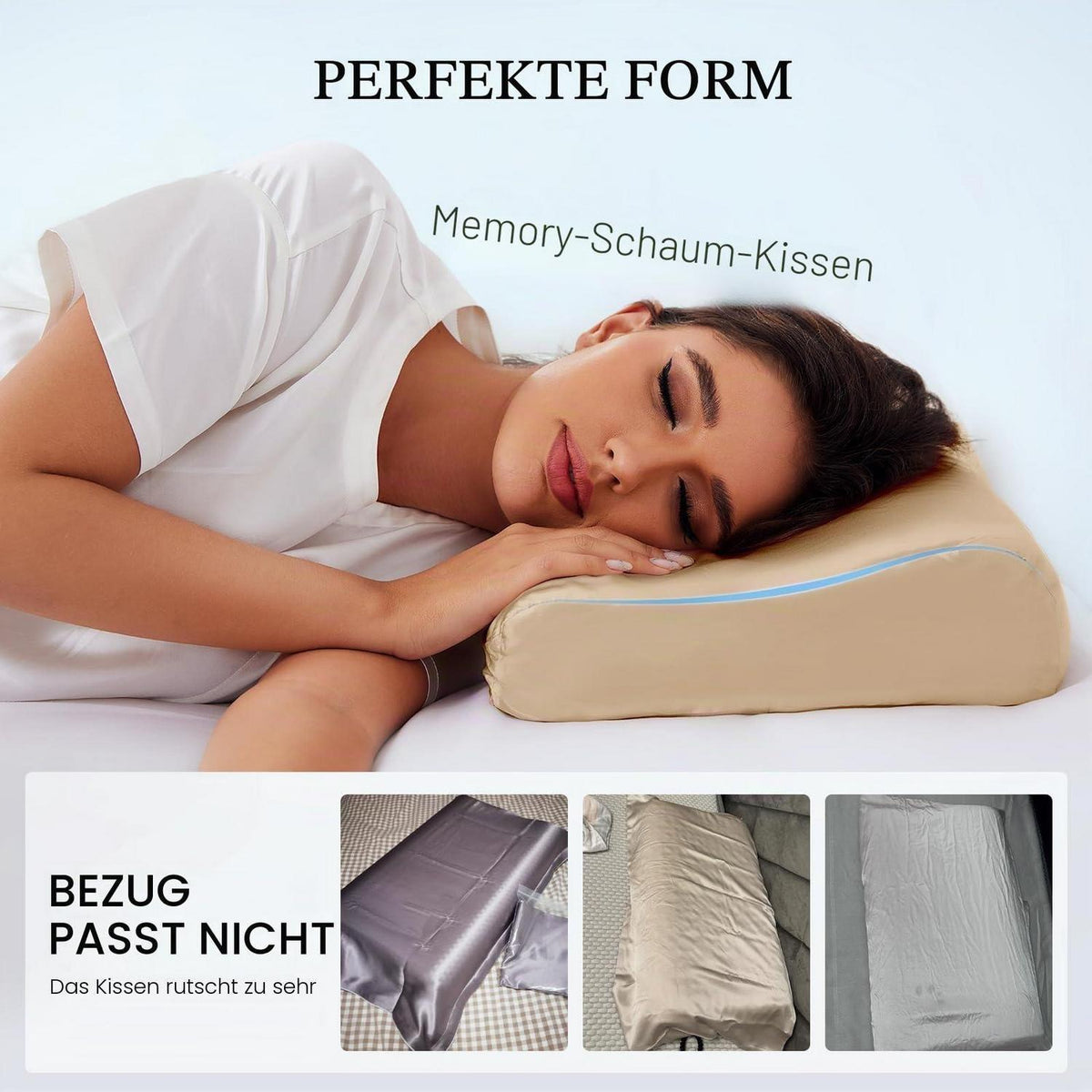 Seidenkissenbezug Maulbeerseide 19 Momme für Memory-Foam Kissen