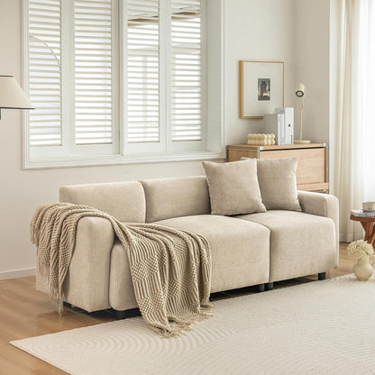 3-Sitzer Sofa Chenille Beige – Modernes Wohnzimmer Sofa