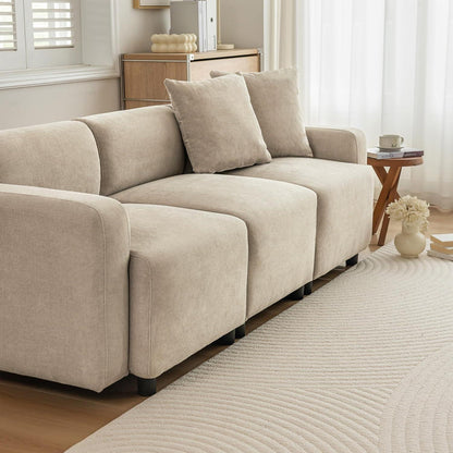 3-Sitzer Sofa Chenille Beige – Modernes Wohnzimmer Sofa
