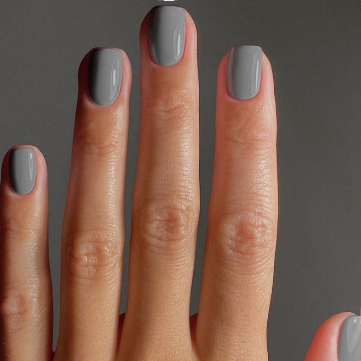 Kurze Press On Nails Grau – Einfarbige Eckige Gel Nägel zum Aufkleben