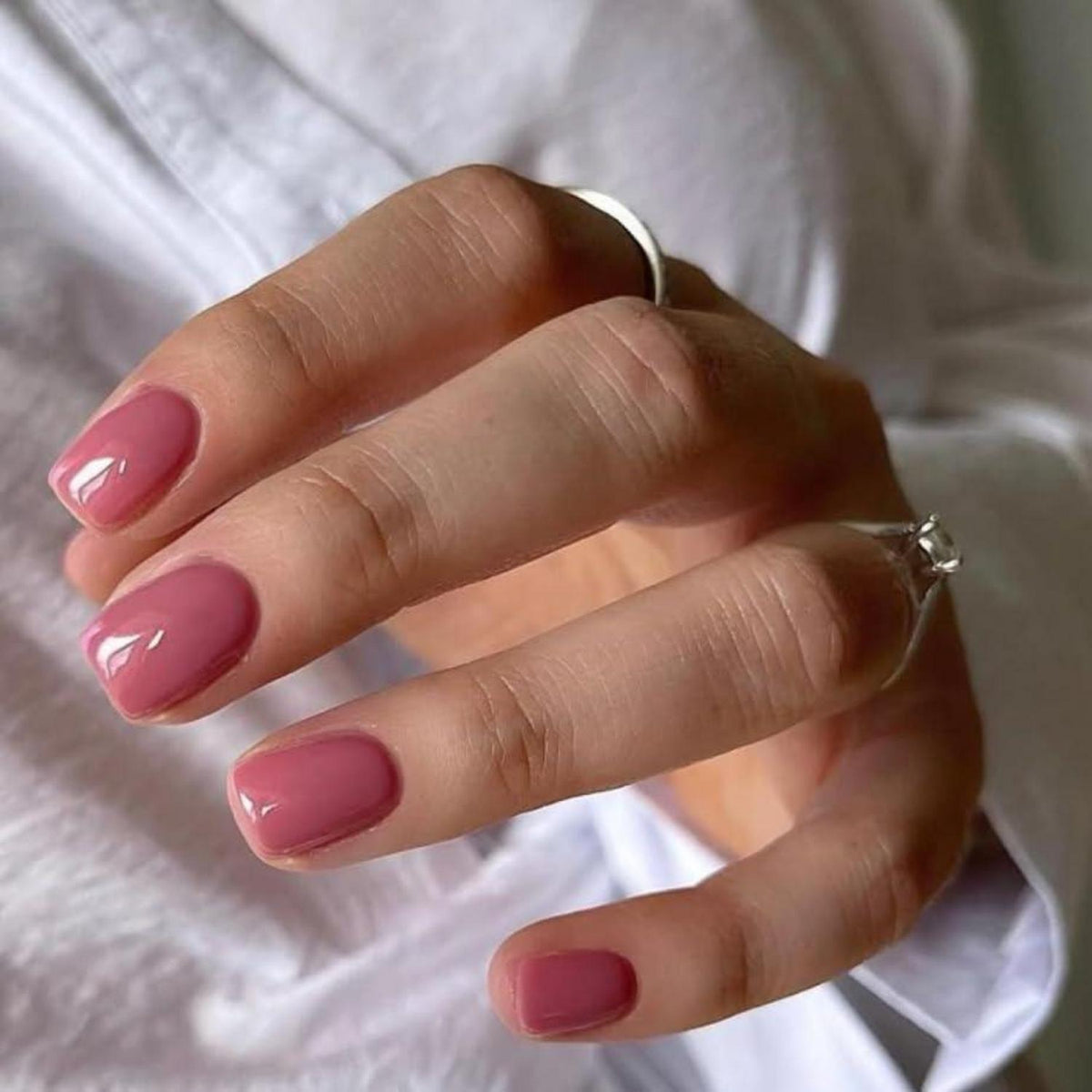 Kurze Press On Nails Dunkelrosa – Rosen Pink Nägel zum Aufkleben