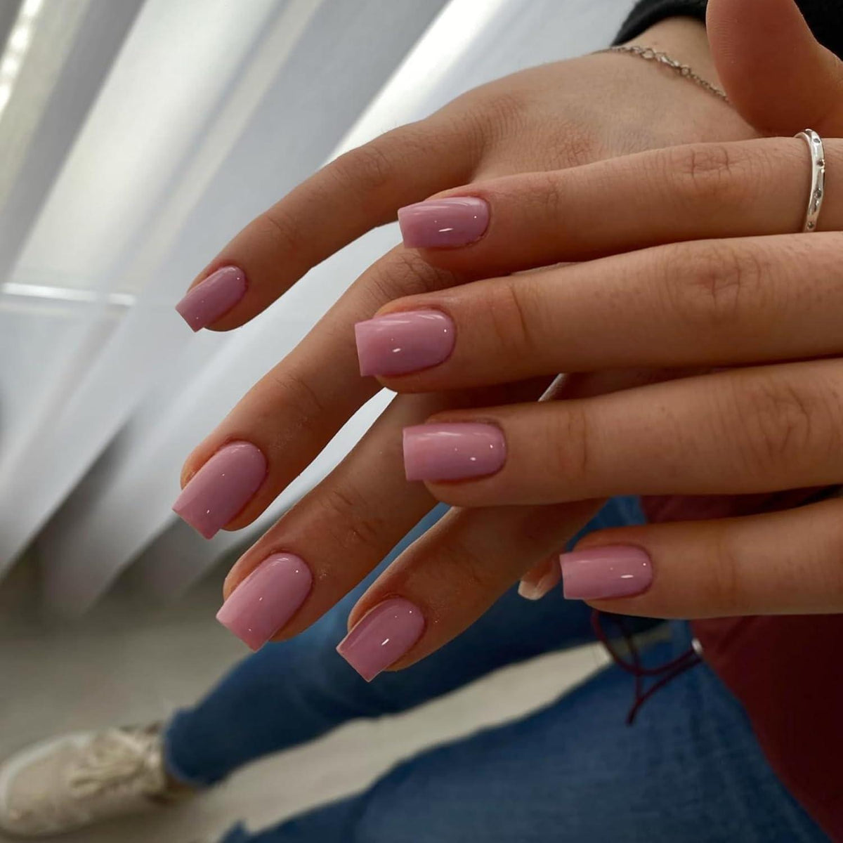 Kurze Press On Nails Dunkelrosa – Rosen Pink Nägel zum Aufkleben