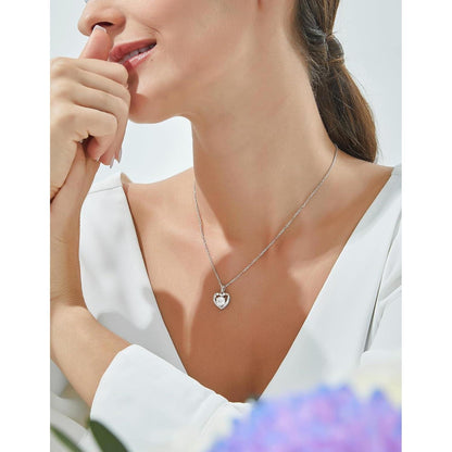 Silberkette Damen 925 Herzanhänger mit 0,5 Karat Moissanite