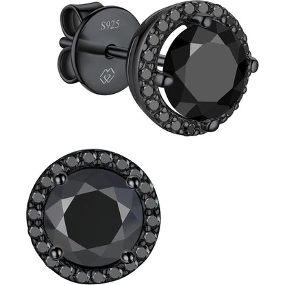 Schwarze Moissanite Ohrstecker 1 Karat 925 Silber Herren Damen