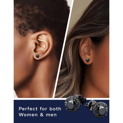 Schwarze Moissanite Ohrstecker 1 Karat 925 Silber Herren Damen