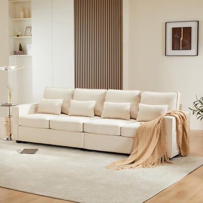 4-Sitzer Sofa XXL – Bequemes Leinenstoff Sofa Beige