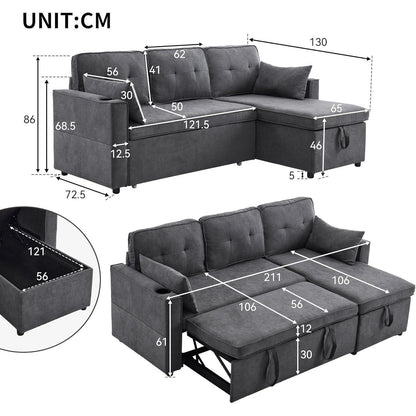 Graues Ecksofa mit Schlaffunktion & Bettkasten