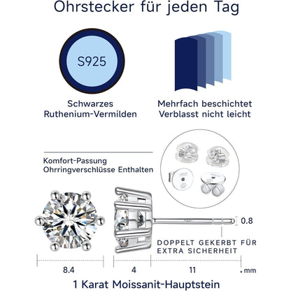 Ohrstecker Silber 925 mit Moissanit – Damen Schmuck Geschenk