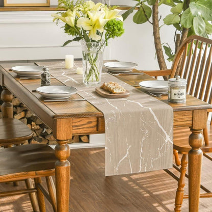 Moderner Tischläufer 40x200 cm Beige Creme Gold Marmor Optik
